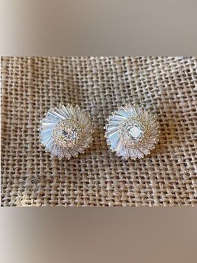 Gold Plated CZ Baguette Pave Round Cubic Zirconia sparkly Bling New Earrings